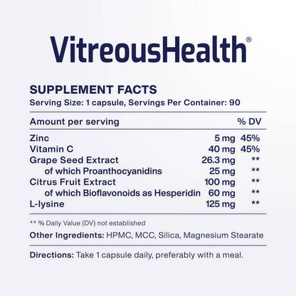 Macuhealth VitreousHealth Evidence-Based Eye Supplement - 90 Capsules