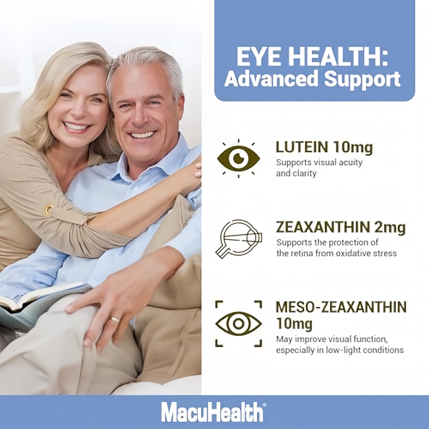 Macuhealth Plus+ Eye Vitamins Supplement for Adults - 90 Day Supply with Lutein, Zeaxanthin, and Meso-Zeaxanthin - Unflavored, Vitamin for Eyes